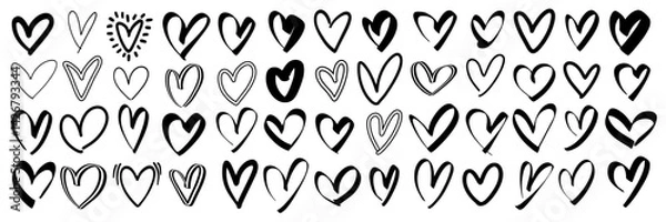 Obraz Doodle heart icon set. Valentine day romantic sign