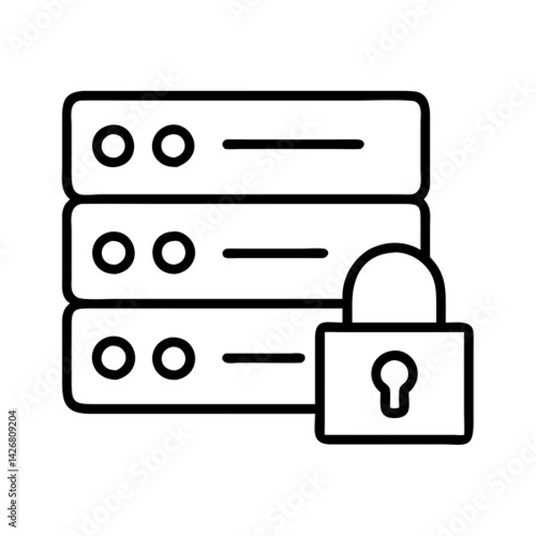 Fototapeta Secure server data protection network security database storage system cloud computing safety lock