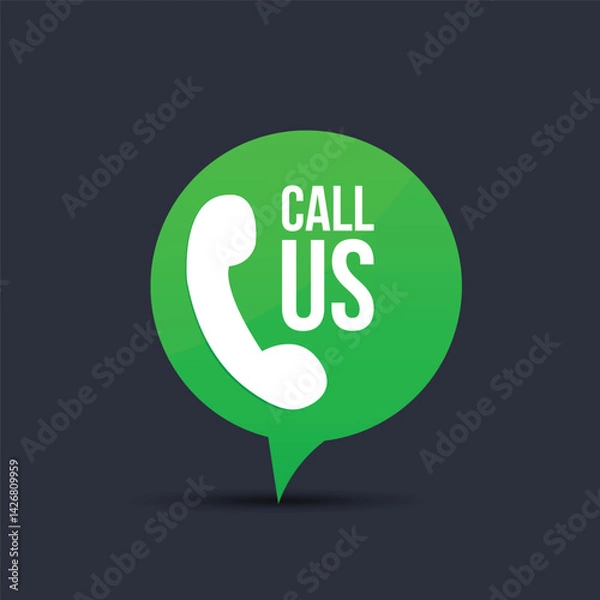 Fototapeta vector Contact us call now green color banner design
