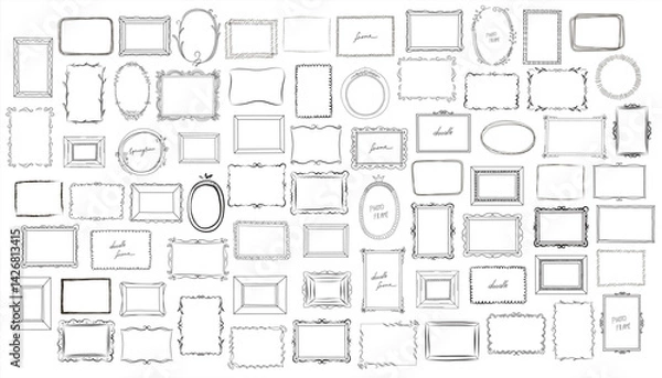 Fototapeta Hand drawn frames set. Cartoon style. Vector