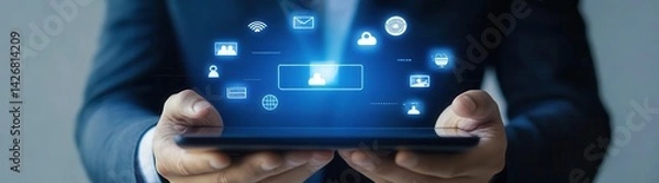 Fototapeta Digital security and communication interface