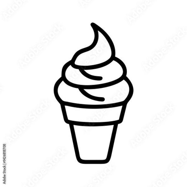 Fototapeta Soft Serve Ice Cream Swirl Cone Icon Design