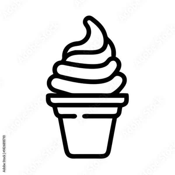 Fototapeta Soft Serve Ice Cream Swirl Cone Icon Design
