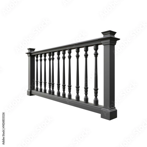 Fototapeta Elegant Dark Grey Balustrade Railing 3D Render