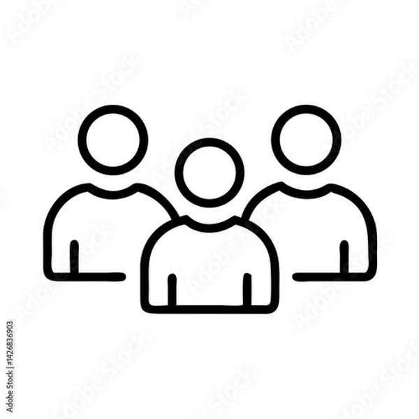Fototapeta Group of three people icon in black outline style
