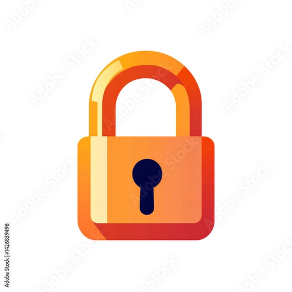 Fototapeta Orange Gradient Padlock Icon Security, Privacy, and Protection Symbol