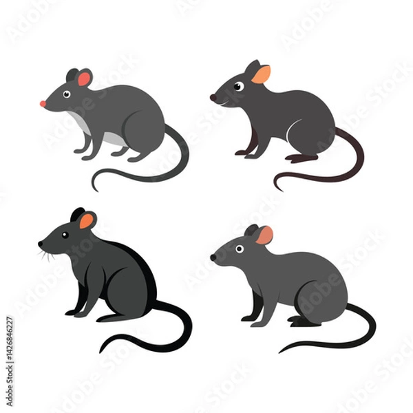 Obraz A set of colorful rat vector art illustration