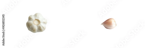 Obraz Set of a, Photo of a garlic clove, isolated on a transparent background.