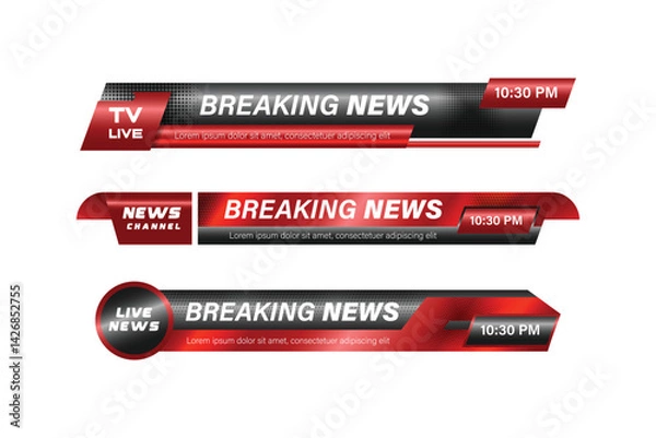 Obraz Set of bundles different style breaking news lower third element graphic