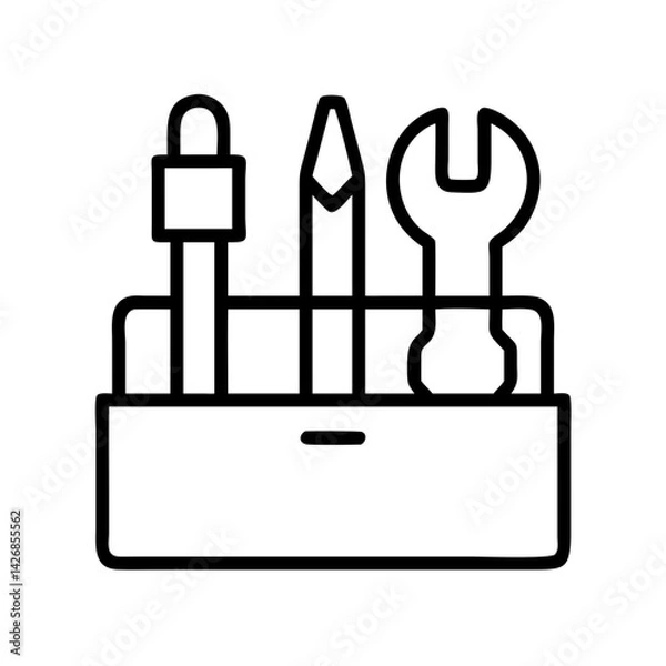 Fototapeta Toolbox tools repair equipment maintenance construction hardware instrument workshop kit fix diy icon