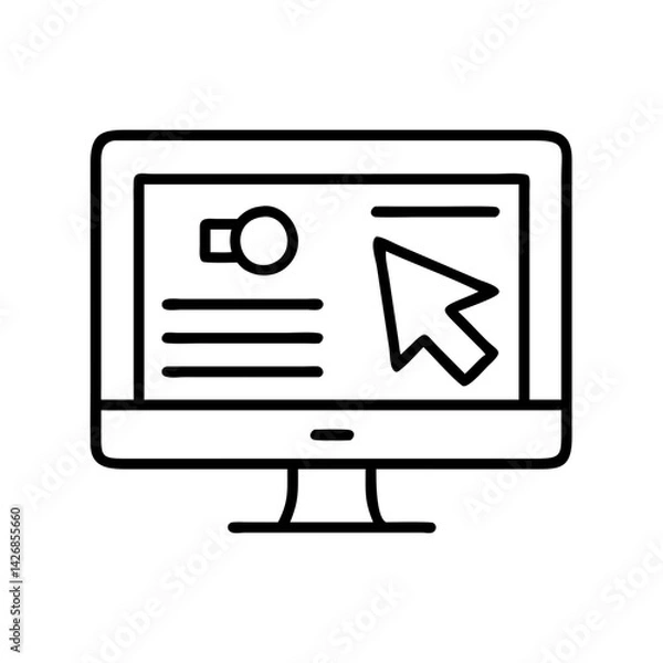 Fototapeta Illustration of computer screen with cursor for website design and user interface development process