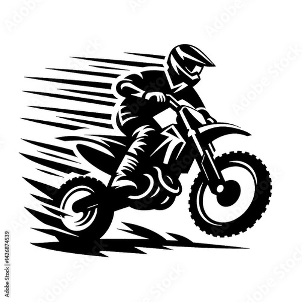Obraz extreme motocross adventure bold black and white vector design