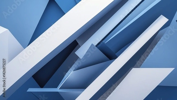 Fototapeta Dynamic Blue Triangular Pattern
