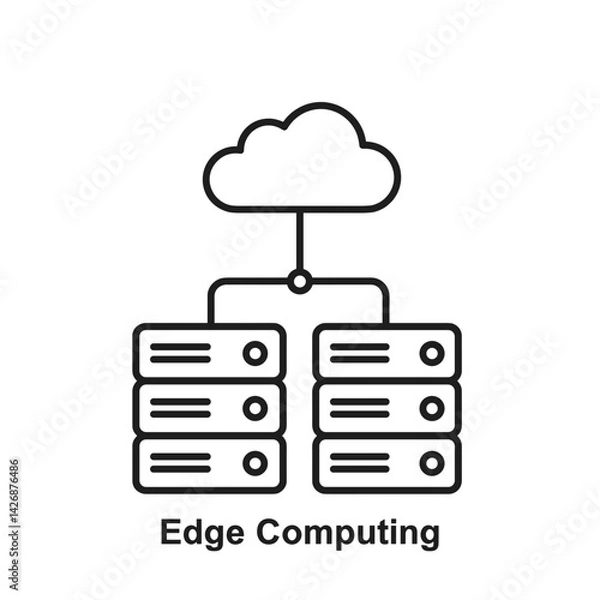 Fototapeta Edge computing technology illustration with cloud and servers