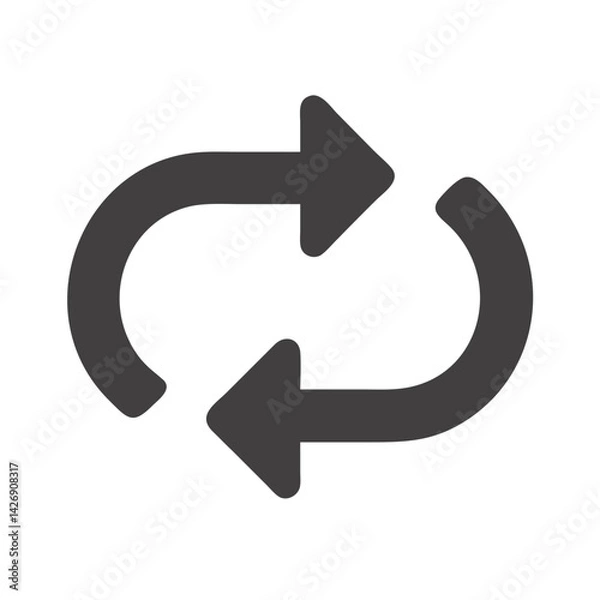 Fototapeta Gray Rotation Arrows Symbol on Black Background