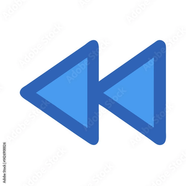 Obraz Blue rewind button icon on a black background
