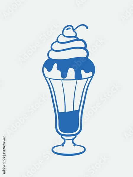 Fototapeta Hand-drawn ice cream Illustration. Line art, ink, minimalist style. Vector illustration. Summer collection.