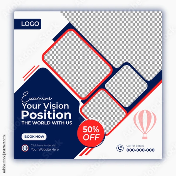 Fototapeta Travel and tour social media posts and web banner square design template