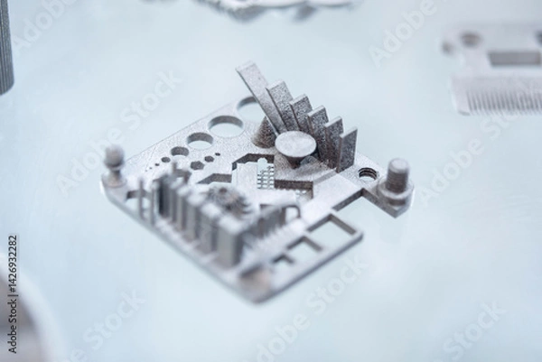 Fototapeta Metal object printed on 3D printer from metal powder Model created on 3D printer