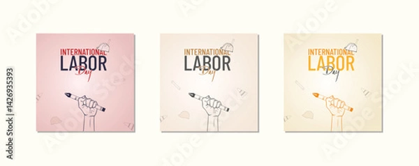 Fototapeta Labor Day, Set of minimal post for celebration the day