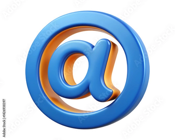 Fototapeta 3D Render Blue and Orange Gmail Sign Icon Isolated on Transparent Background