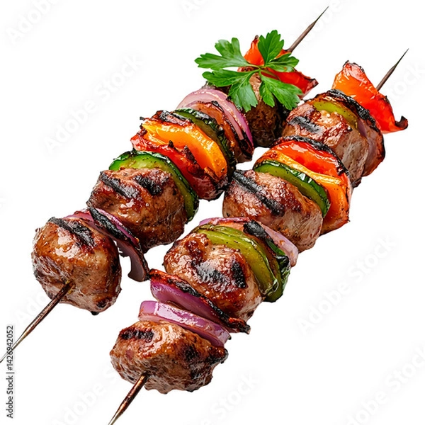 Obraz Shish Kebab On Skewers On Clear PNG Background