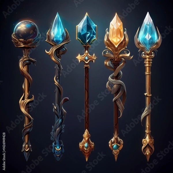 Fototapeta set of magic wands
