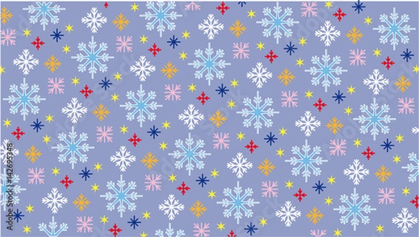 Fototapeta Fund lilac are presented many of snow crystals of different shape, size and color