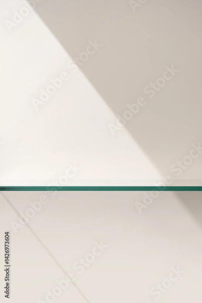 Obraz Minimalist Glass Shelf Mockup Template with Soft Natural Light and Shadows