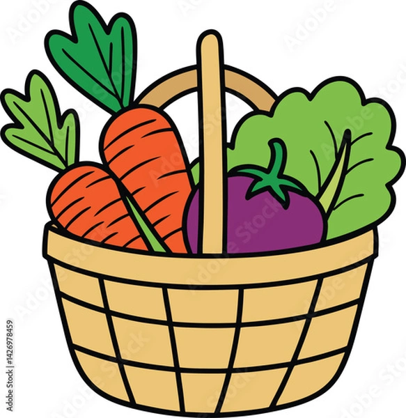 Obraz Colorful Basket of Fresh Vegetables Representing Healthy Organic Produce

