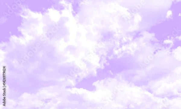 Obraz Beautiful sky and clouds, Minimal concept, pastel tones, Ultra Violet. The blue sky with a lot of white clouds of different sizes