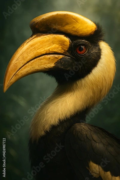 Fototapeta A stunning, hyper-realistic close-up portrait of an exotic bird captured in vivid detail. This digital artwork showcases the bird’s intricate feather texture, vibrant coloration, and intense eye focus