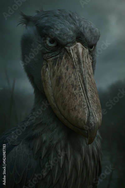 Fototapeta A stunning, hyper-realistic close-up portrait of an exotic bird captured in vivid detail. This digital artwork showcases the bird’s intricate feather texture, vibrant coloration, and intense eye focus