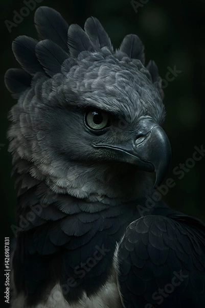 Fototapeta A stunning, hyper-realistic close-up portrait of an exotic bird captured in vivid detail. This digital artwork showcases the bird’s intricate feather texture, vibrant coloration, and intense eye focus