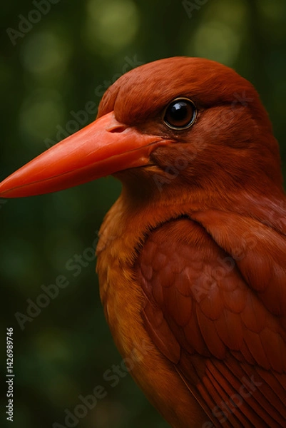Fototapeta A stunning, hyper-realistic close-up portrait of an exotic bird captured in vivid detail. This digital artwork showcases the bird’s intricate feather texture, vibrant coloration, and intense eye focus