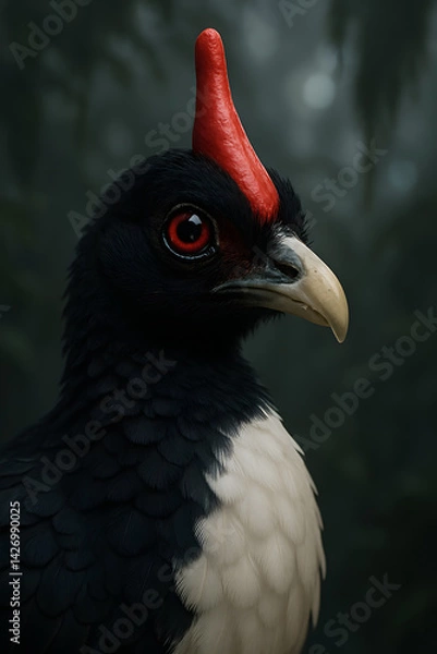 Fototapeta A stunning, hyper-realistic close-up portrait of an exotic bird captured in vivid detail. This digital artwork showcases the bird’s intricate feather texture, vibrant coloration, and intense eye focus