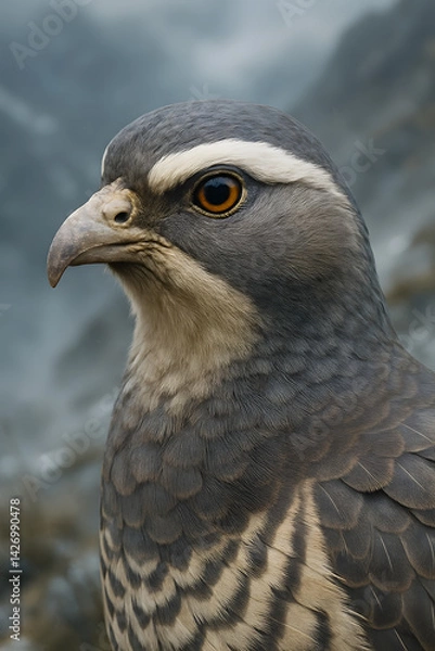 Fototapeta A stunning, hyper-realistic close-up portrait of an exotic bird captured in vivid detail. This digital artwork showcases the bird’s intricate feather texture, vibrant coloration, and intense eye focus