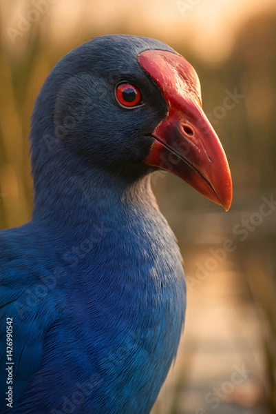 Fototapeta A stunning, hyper-realistic close-up portrait of an exotic bird captured in vivid detail. This digital artwork showcases the bird’s intricate feather texture, vibrant coloration, and intense eye focus