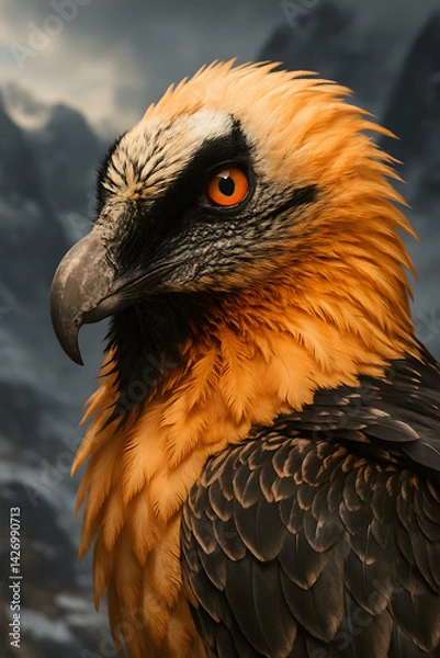 Fototapeta A stunning, hyper-realistic close-up portrait of an exotic bird captured in vivid detail. This digital artwork showcases the bird’s intricate feather texture, vibrant coloration, and intense eye focus