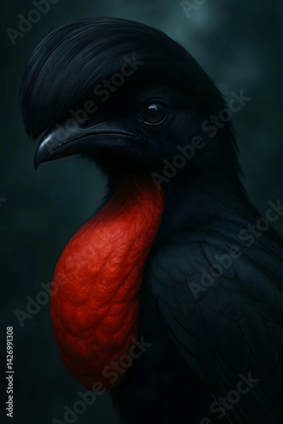 Fototapeta A stunning, hyper-realistic close-up portrait of an exotic bird captured in vivid detail. This digital artwork showcases the bird’s intricate feather texture, vibrant coloration, and intense eye focus