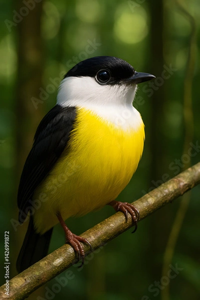 Fototapeta A stunning, hyper-realistic close-up portrait of an exotic bird captured in vivid detail. This digital artwork showcases the bird’s intricate feather texture, vibrant coloration, and intense eye focus