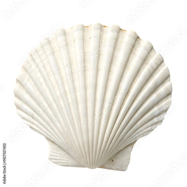 Obraz Elegant white scallop shell on white background