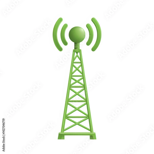 Fototapeta Green signal tower icon on transparent background