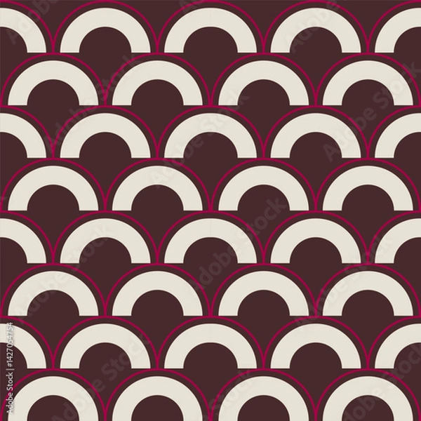 Obraz Retro Scallop Pattern in Dark Brown and Cream