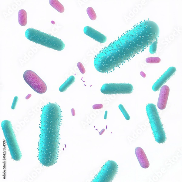 Obraz Pathogenic bacteria and virus icons for medical, dermatology, and healthcare projects