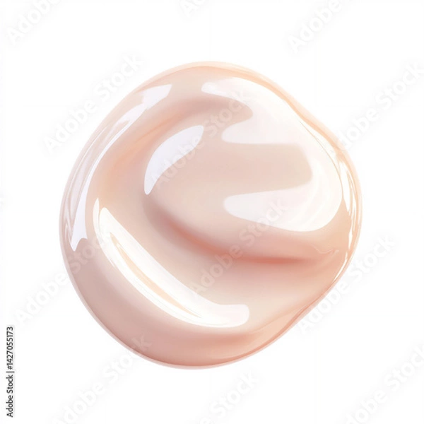 Fototapeta 3D skincare icons with realistic cream smears, soft textures, and hydrating elements isolated on white background