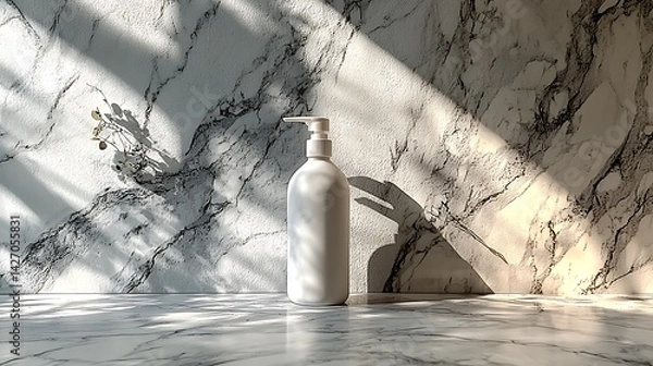 Obraz Elegant soap dispenser bottle on marble counter high resolution picture