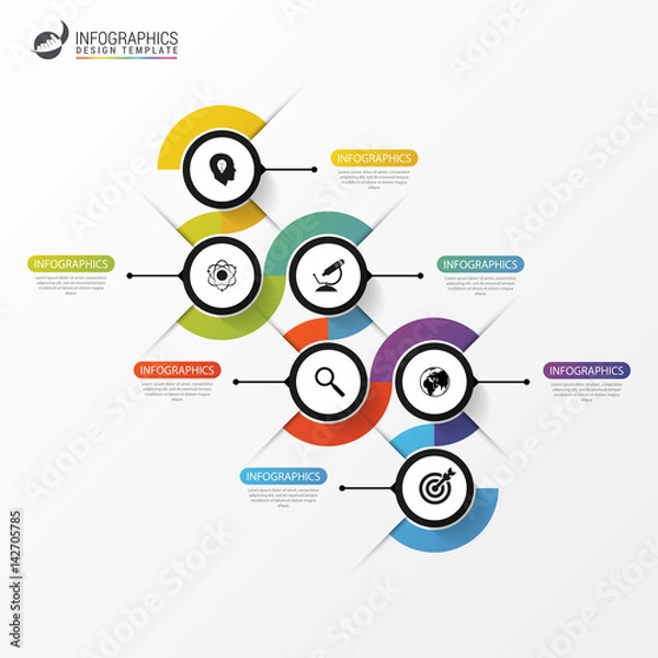 Fototapeta Abstract colorful business path. Timeline infographic template. Vector