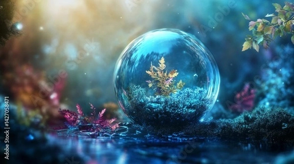 Fototapeta Mystical Water Globe with Forest Inside