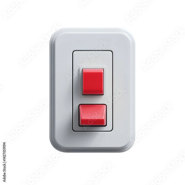 Fototapeta White switch plate with two red buttons